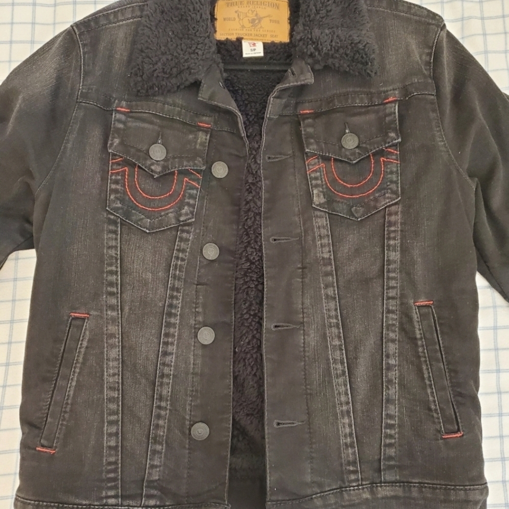 True Religion trucker jacket with soft fleece lining